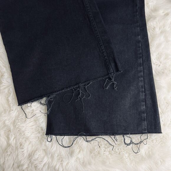 SOLD ~ MNG Catherine Wide Leg Jeans 10 (32x27.5) Black Raw Hem Denim Womens - Picture 8 of 10